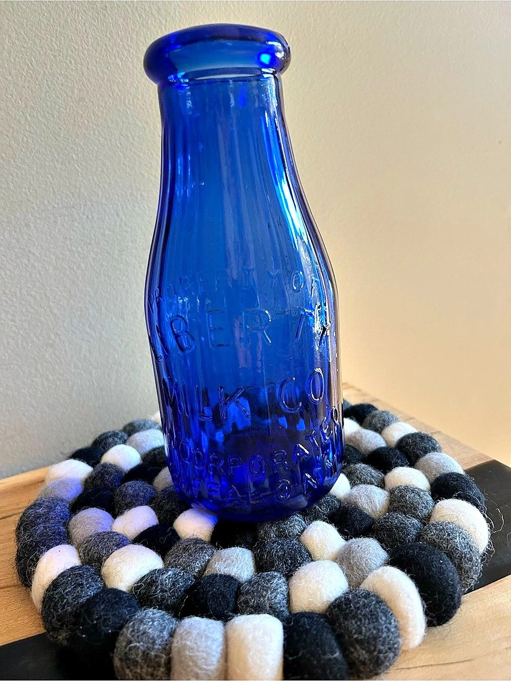 Liberty Milk Co. Cobalt Blue Glass Milk Bottle One Pint